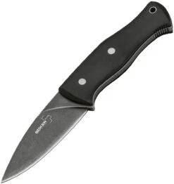 Boker Plus 02BO065 Farkas Bushcraft, 3.8" Stonewash D2 Plain Blade, Black Micarta Handle