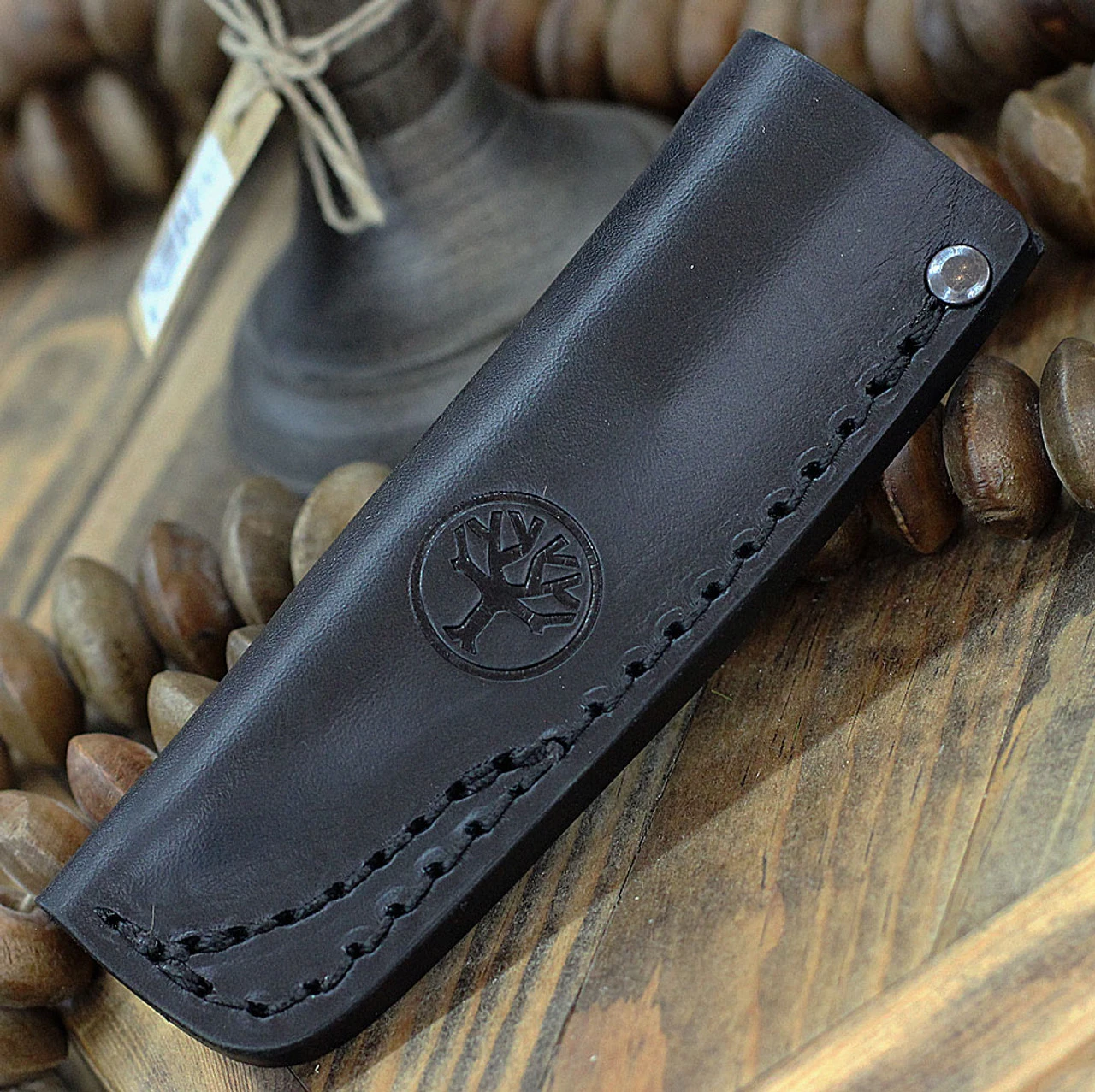 Boker AK1 Fixed Blade 121502, 3" RWL-34 Satin Reverse Tanto Blade, Bison Burlap Micarta Handle, Black Leather Sheath 3 Boker AK1 Fixed Blade 121502, 3" RWL-34 Satin Reverse Tanto Blade, Bison Burlap Micarta Handle, Black Leather Sheath - Image 3