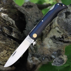 Boker Solingen Rangebuster 110914, 3.03" Bohler N690 Steel Satin Plain Blade, Maroon Linen Micarta Handles