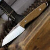 Boker AK1 Fixed Blade 123502, 3" RWL-34 Satin Reverse Tanto Blade, Mustard Burlap Micarta Handle, Black Leather Sheath