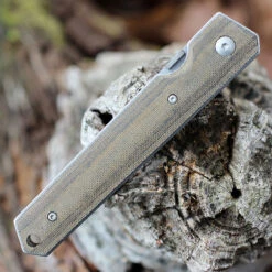 Boker Plus Kwaiken Folding Knife 01BO291, 3" AUS-8 Stonewash Plain Blade, Green Micarta Handle -OTF Knives Shop BOP01BO291.3 32688.1646752210