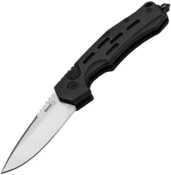 Boker Plus Thunder Storm Button Lock 01BO792N, 2.83" AUS-8 Plain Blade, Black Aluminum Handle