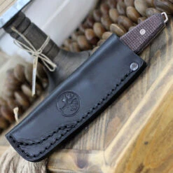 Boker AK1 Fixed Blade 120502, 3" RWL-34 Satin Plain Blade, Mustard Burlap Micarta Handle, Black Leather Sheath 9 Boker AK1 Fixed Blade 120502, 3" RWL-34 Satin Plain Blade, Mustard Burlap Micarta Handle, Black Leather Sheath -OTF Knives Shop Boker AK1 68604.1646925724