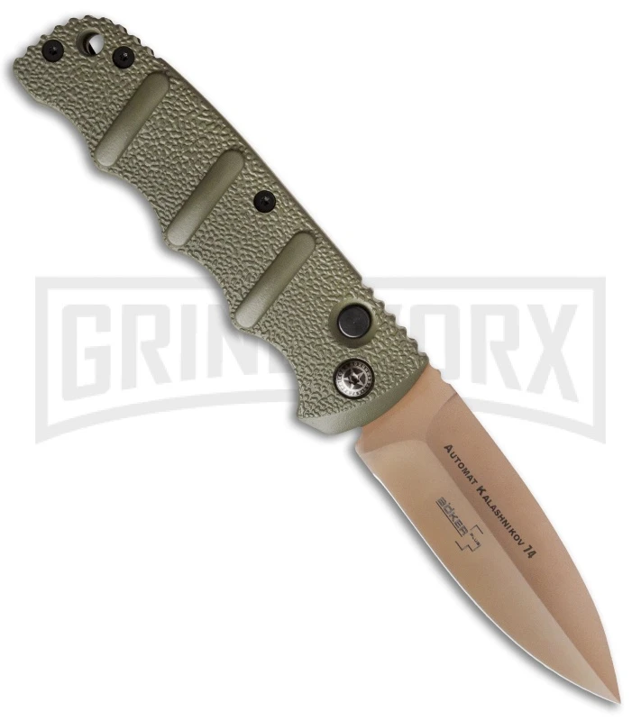 Boker Kalashnikov Desert Warrior Left-Hand Dagger Automatic Knife - Copper 1 Boker Kalashnikov Desert Warrior Left-Hand Dagger Automatic Knife - Copper