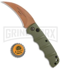 Boker Kalashnikov Desert Warrior Hawkbill Automatic Knife - Copper Plain -OTF Knives Shop Boker Desert Warrior Kalashnikov Hawkbill Auto OD Green Copper 01KALS69NSOI BHQ 103273 jr bottlecap large
