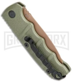 Boker Desert Warrior Mini Kalashnikov OD Green Automatic Knife - Copper Plain -OTF Knives Shop Boker Kalashnikov Automat 74 AUSB OD Green jr side 1 large