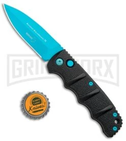 Boker Kalashnikov Automatic Knife - D2 Dagger Electric Blue Plain -OTF Knives Shop Boker Kalashnikov Black Widow Blue jr bottlecap large