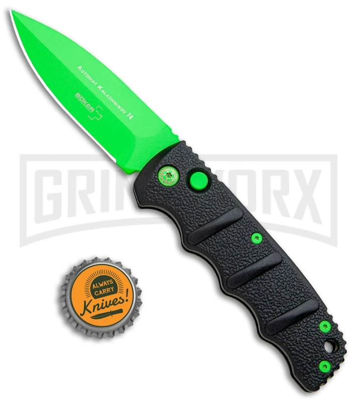 Boker Kalashnikov Automatic Knife - D2 Dagger Electric Green Plain 4 Boker Kalashnikov Automatic Knife - D2 Dagger Electric Green Plain - Image 4