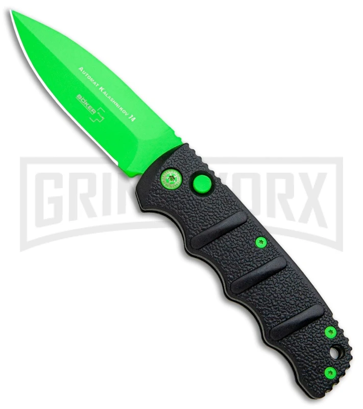 Boker Kalashnikov Automatic Knife - D2 Dagger Electric Green Plain 1 Boker Kalashnikov Automatic Knife - D2 Dagger Electric Green Plain