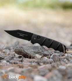 Boker Kalashnikov Black Bowie Automatic Knife - D2 Black Plain -OTF Knives Shop Boker Kalashnikov Bowie Auto Black Black 01KALS76BN BHQ 17111 jr lifestyle large