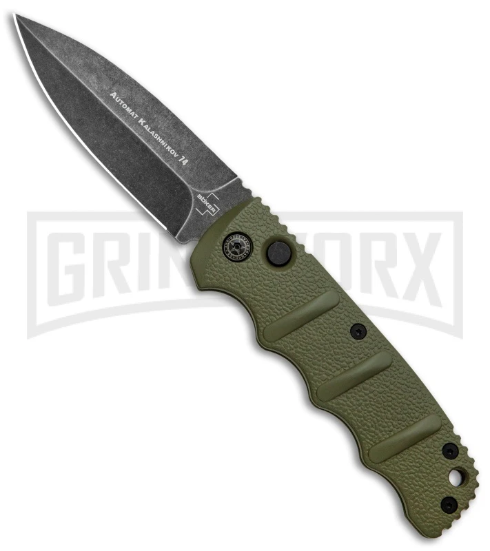 Boker Kalashnikov OD Green Automatic Knife - Dagger Smokewash Plain 1 Boker Kalashnikov OD Green Automatic Knife - Dagger Smokewash Plain