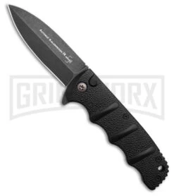 Boker Kalashnikov Black Aluminum Button Lock Flipper - Black Stonewash Plain