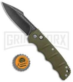 Boker Kalashnikov OD Green Automatic Knife - D2 Harpoon Smokewash Plain -OTF Knives Shop Boker Kalashnikov Harpoon Auto OD Green Smokewash 01KALS123NSOI BHQ 132735 jr bottlecap large
