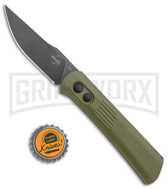 Boker Lundquist Alluvial Green Aluminum Automatic Knife - Black Stonewash Plain 4 Boker Lundquist Alluvial Green Aluminum Automatic Knife - Black Stonewash Plain - Image 4