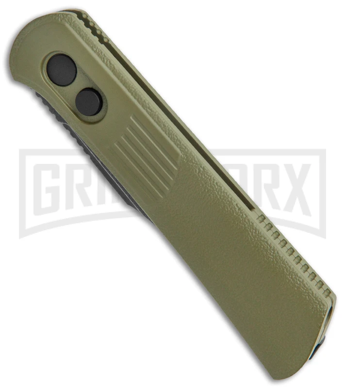 Boker Lundquist Alluvial Green Aluminum Automatic Knife - Black Stonewash Plain 2 Boker Lundquist Alluvial Green Aluminum Automatic Knife - Black Stonewash Plain - Image 2