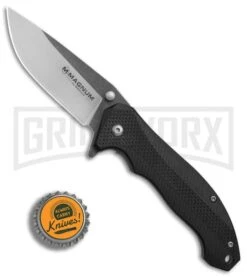 Boker Magnum Black & Satin G-10 Folding Knife - Two Tone -OTF Knives Shop Boker Magnum Black Satin BHQ 80848 er bottlecap large
