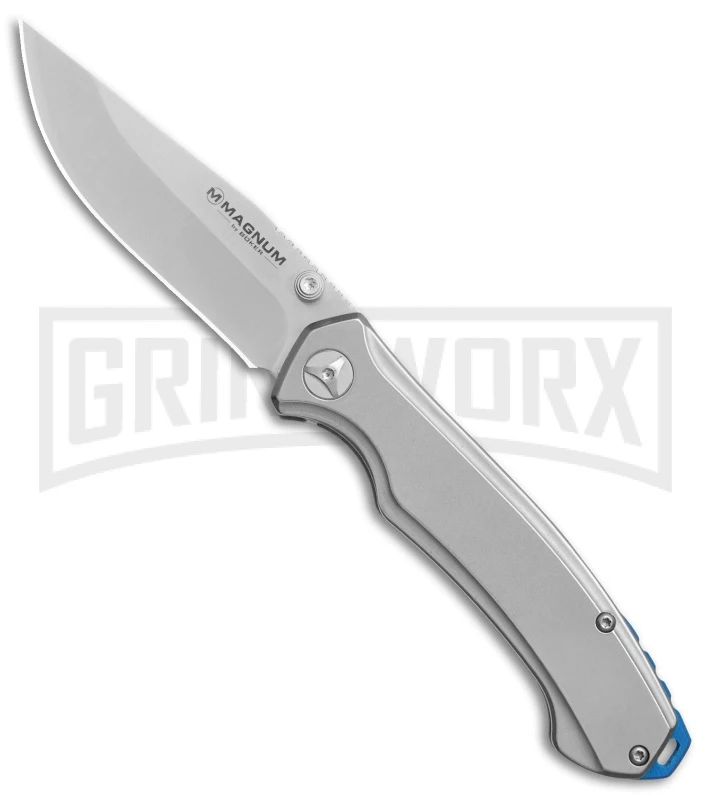 Boker Magnum Blue Steel Stainless Steel Folding Knife - Satin Plain 1 Boker Magnum Blue Steel Stainless Steel Folding Knife - Satin Plain