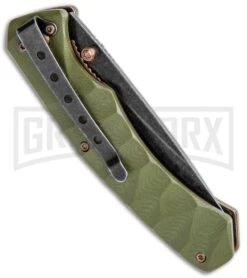 Boker Magnum Iguanodon OD Green G-10 Liner Lock Knife - Black SW Plain -OTF Knives Shop Boker Magnum Iguanodon LL OD Green G 10 Black SW 01SC072 BHQ 118403 jr side large
