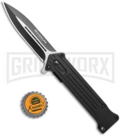 Boker Magnum Intricate Compact Black Spring Assisted Knife - Black Plain -OTF Knives Shop Boker Magnum Intricate Compact SA Black 01LL322 BHQ 120940 jr bottlecap large