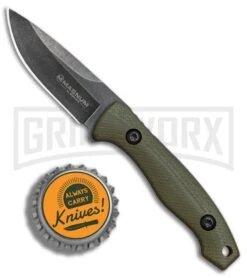 Boker Magnum Lil Friend OD Green G-10 Fixed Blade Knife - Black SW -OTF Knives Shop Boker Magnum Lil Friend Drop BHQ 80830 er bottlecap large