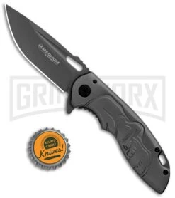 Boker Magnum Massive Half Skull Gray Folding Knife - Gray Plain -OTF Knives Shop Boker Magnum Massive Half Skull FL Gray 01RY316 BHQ 102962 jr bottlecap large