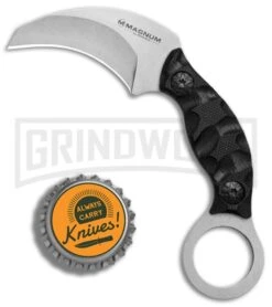 Boker Magnum Neck Bit Black G-10 Karambit Fixed Blade Knife - Stonewash -OTF Knives Shop Boker Magnum Neck Bit BHQ 80854 er bottlecap large
