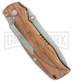 Boker Magnum Pakka Hunter Wood Folding Knife - Satin Plain -OTF Knives Shop Boker Magnum Pakka Hunter BHQ 80859 er side large