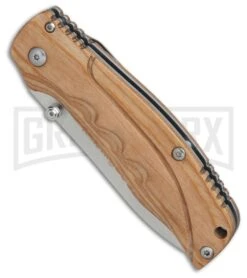 Boker Magnum Pakka Hunter Wood Folding Knife - Satin Plain -OTF Knives Shop Boker Magnum Pakka Hunter BHQ 80859 er spine large