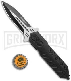 Boker Magnum Rocket Black Folding Knife - Two Tone Plain -OTF Knives Shop Boker Magnum Rocket SA TT 01RY596 BHQ 120937 jr bottlecap large