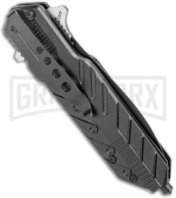 Boker Magnum Rocket Black Folding Knife - Two Tone Plain -OTF Knives Shop Boker Magnum Rocket SA TT 01RY596 BHQ 120937 jr side large