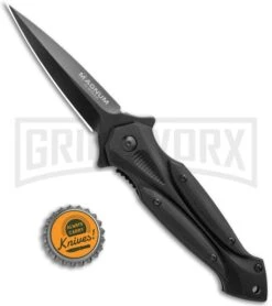 Boker Magnum Starfighter 2.0 Black G-10 Spring Assisted Knife - Black -OTF Knives Shop Boker Magnum Starfighter 2.0 SA Black G 10 Black 01RY269 BHQ 120936 jr bottlecap large