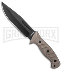 Boker Magnum Warrior Fixed Blade Knife Desert Micarta - Black Plain