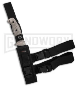 Boker Magnum Warrior Fixed Blade Knife Desert Micarta - Black Plain -OTF Knives Shop Boker Magnum Warrior FB Knife Dersert Micarta 6in Black BHQ 139186 td sheath large