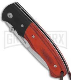 Boker Magnum Woodpecker Pakka Wood Folding Knife - Satin Plain -OTF Knives Shop Boker Magnum Woodpecker BHQ 80835 er spine large