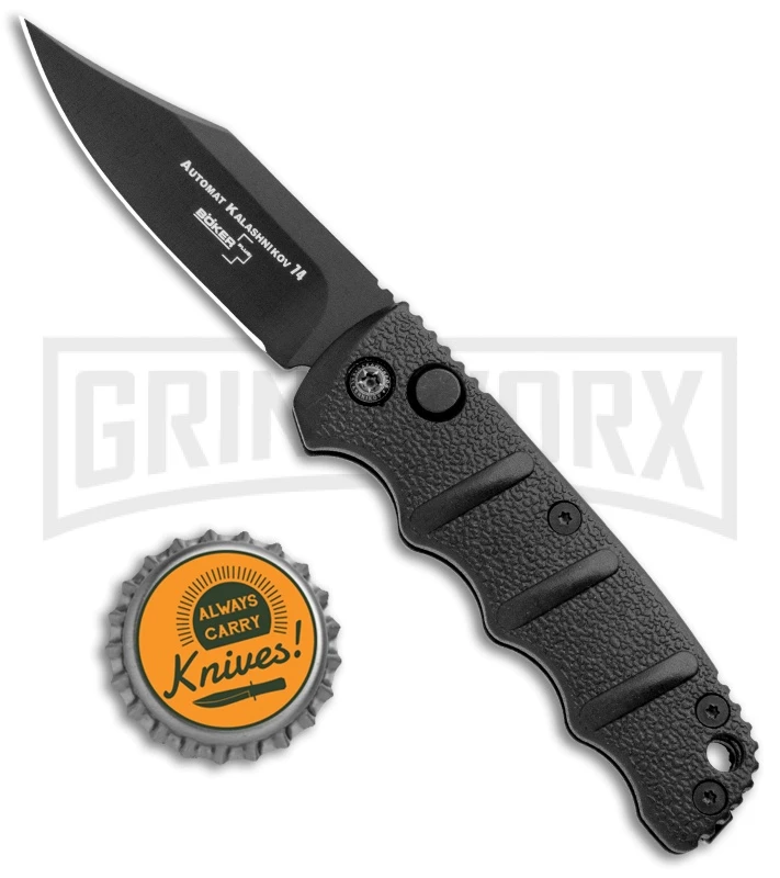 Boker Mini Kalashnikov Black Bowie Automatic Knife - Black Plain 4 Boker Mini Kalashnikov Black Bowie Automatic Knife - Black Plain - Image 4