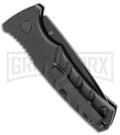 Boker Mini Strike Automatic Knife Black - Drop Point Black Plain -OTF Knives Shop Boker Mini Strike Auto Black Black 01BO436NSOI BHQ 99629 jr side large