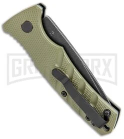 Boker Mini Strike Automatic Knife OD Green - Drop Point Black SW Plain 6 Boker Mini Strike Automatic Knife OD Green - Drop Point Black SW Plain -OTF Knives Shop Boker Mini Strike Auto OD Green Smokewash 01BO437NSOI BHQ 99630 jr side large