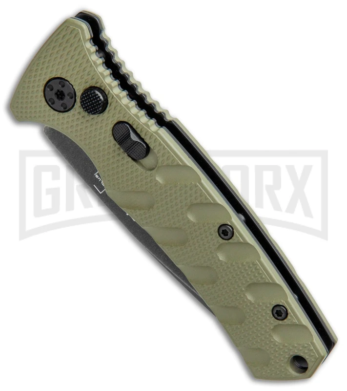 Boker Mini Strike Automatic Knife OD Green - Drop Point Black SW Plain 2 Boker Mini Strike Automatic Knife OD Green - Drop Point Black SW Plain - Image 2