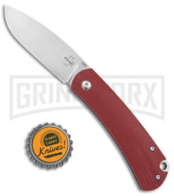 Boker Plus Boston Burgundy G-10 Slip Joint Pocket Knife - Satin Plain -OTF Knives Shop Boker Plus Boston SJ Burgundy G 10 Satin BHQ 146716 jr bottlecap large