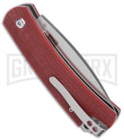 Boker Plus Boston Burgundy G-10 Slip Joint Pocket Knife - Satin Plain -OTF Knives Shop Boker Plus Boston SJ Burgundy G 10 Satin BHQ 146716 jr side large