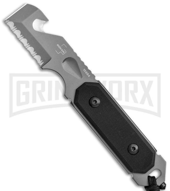 Boker Plus Cop Tool Fixed Blade Knife - Bead Blast Serr 1 Boker Plus Cop Tool Fixed Blade Knife - Bead Blast Serr
