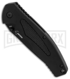 Boker Plus Gemini NGA Black Polymer Spring Assisted Knife - Black Serr -OTF Knives Shop Boker Plus Gemini NGA Black black serr BHQ 80765 er spine large