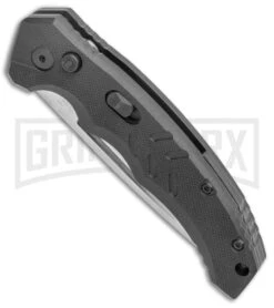 Boker Plus Intention II Automatic Folding Knife Black - Stonewash Drop Point -OTF Knives Shop Boker Plus Intention Black Auto SW 01B0482 BHQ 115756 jr spine large