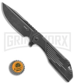 Boker Plus Lateralus Black Stonewash Folding Knife - Black Stonewash -OTF Knives Shop Boker Plus JB Stout Lateralus black sw ss black sw BHQ 76667 er bottlecap large