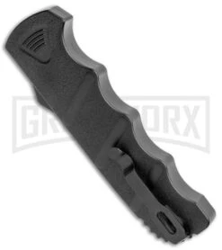 Boker Kalashnikov Black Aluminum OTF Automatic Knife - Bowie Black SW Plain -OTF Knives Shop Boker Plus Kalashnikov DA OTF Auto Black SW BHQ 113130 jr side large