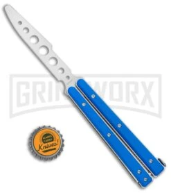 Boker Plus Mini Balisong Solid Blue Trainer Knife - Satin Dull -OTF Knives Shop Boker Plus Mini Balisong Trainer Blue G 10 Satin 01BO716SOI BHQ 99640 jr bottlecap large
