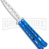 Boker Plus Mini Balisong Blue Skeletonized Trainer Knife - Satin Dull