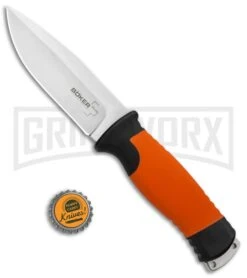 Boker Plus 02BO014 Outdoorsman Fixed Blade Knife Orange - Satin Plain -OTF Knives Shop Boker Plus Outdoorsman Fixed Blade Orange Satin 02BO014 BHQ 90659 jr bottlecap large