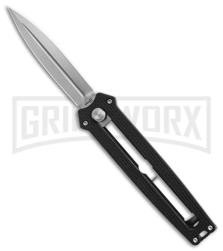 Boker Plus Slike Black OTF Manual Dagger Knife - Stonewash Plain 1 Boker Plus Slike Black OTF Manual Dagger Knife - Stonewash Plain