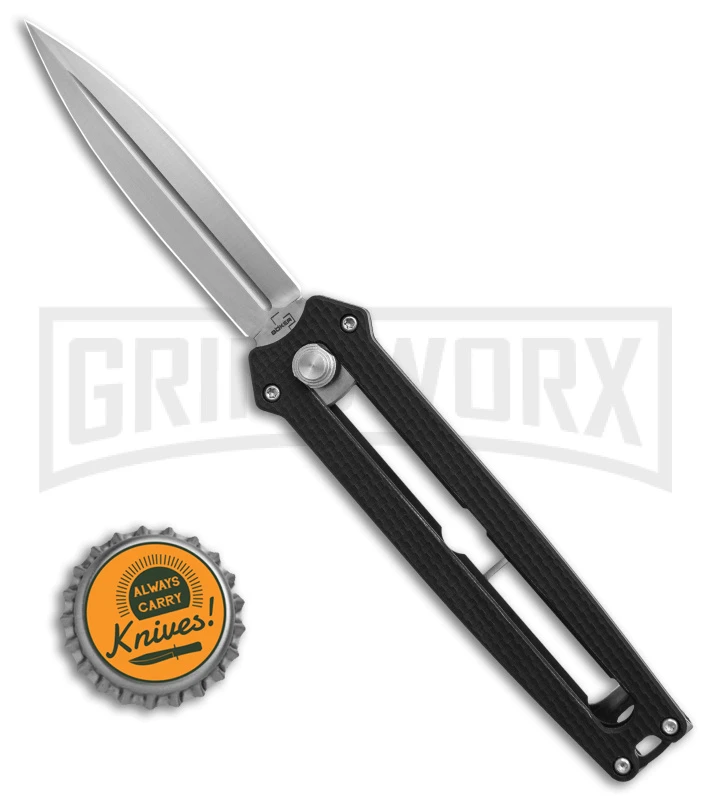Boker Plus Slike Black OTF Manual Dagger Knife - Stonewash Plain 4 Boker Plus Slike Black OTF Manual Dagger Knife - Stonewash Plain - Image 4
